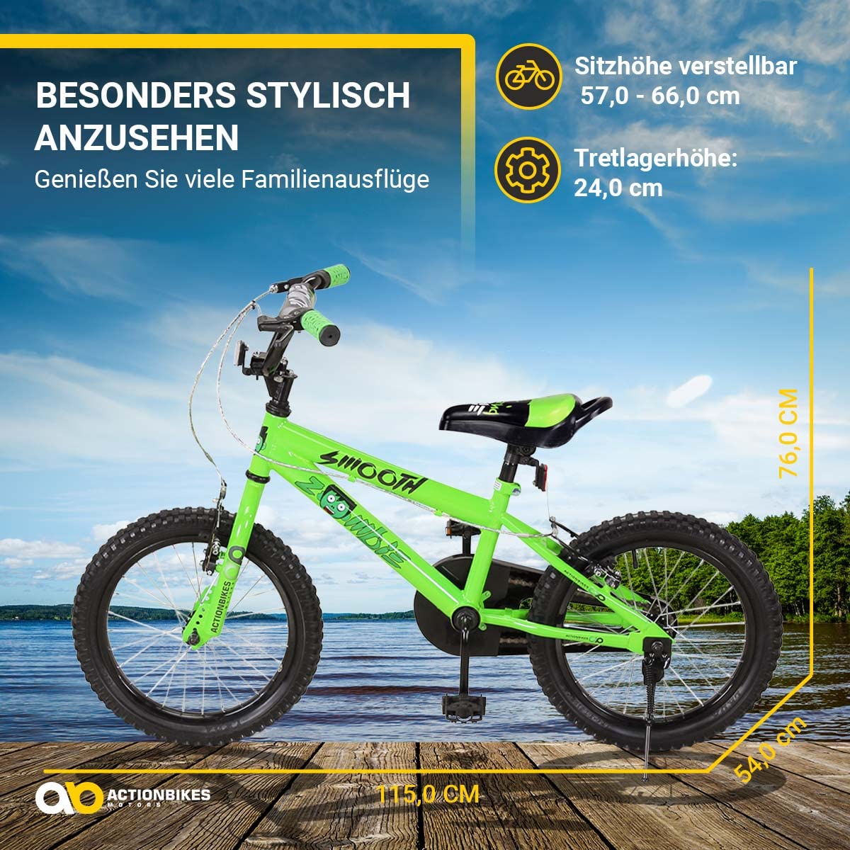 Actionbikes Kinderfahrrad Zombie | 12 16 20 Zoll - V-Brake Bremsen - Fahrrad für Kinder von 2-9 Jahren - Schutzblech v. / h - Kinder Fahrrad für Mädchen & Jungen - Fahrräder - Bicycle - Kinderrad - Meloni2