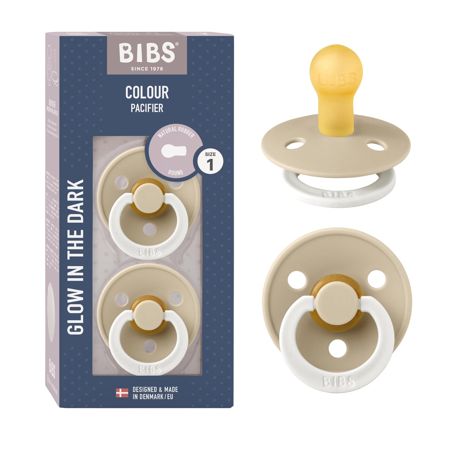 BIBS Colour Schnuller 2er-Pack, BPA-frei, Kirschform Nippel. Naturkautschuk/Latex, Hergestellt in Dänemark. Größe 2 | 6+ Monate | 2-Pack, Coral/Ruby