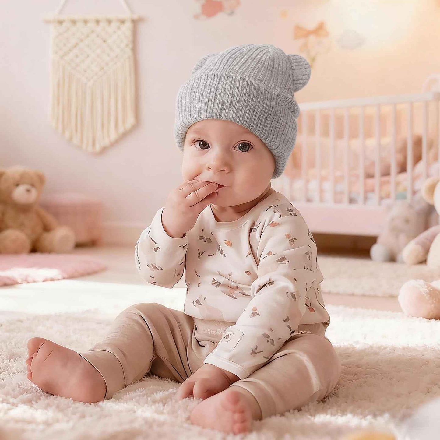 DRESHOW Toddler Beanie Baby Winter Hats Baby Soft Knitting Cute Bear Ears Hat for Boys Girls Warm Hat Hats for 0 Months - 24 Months