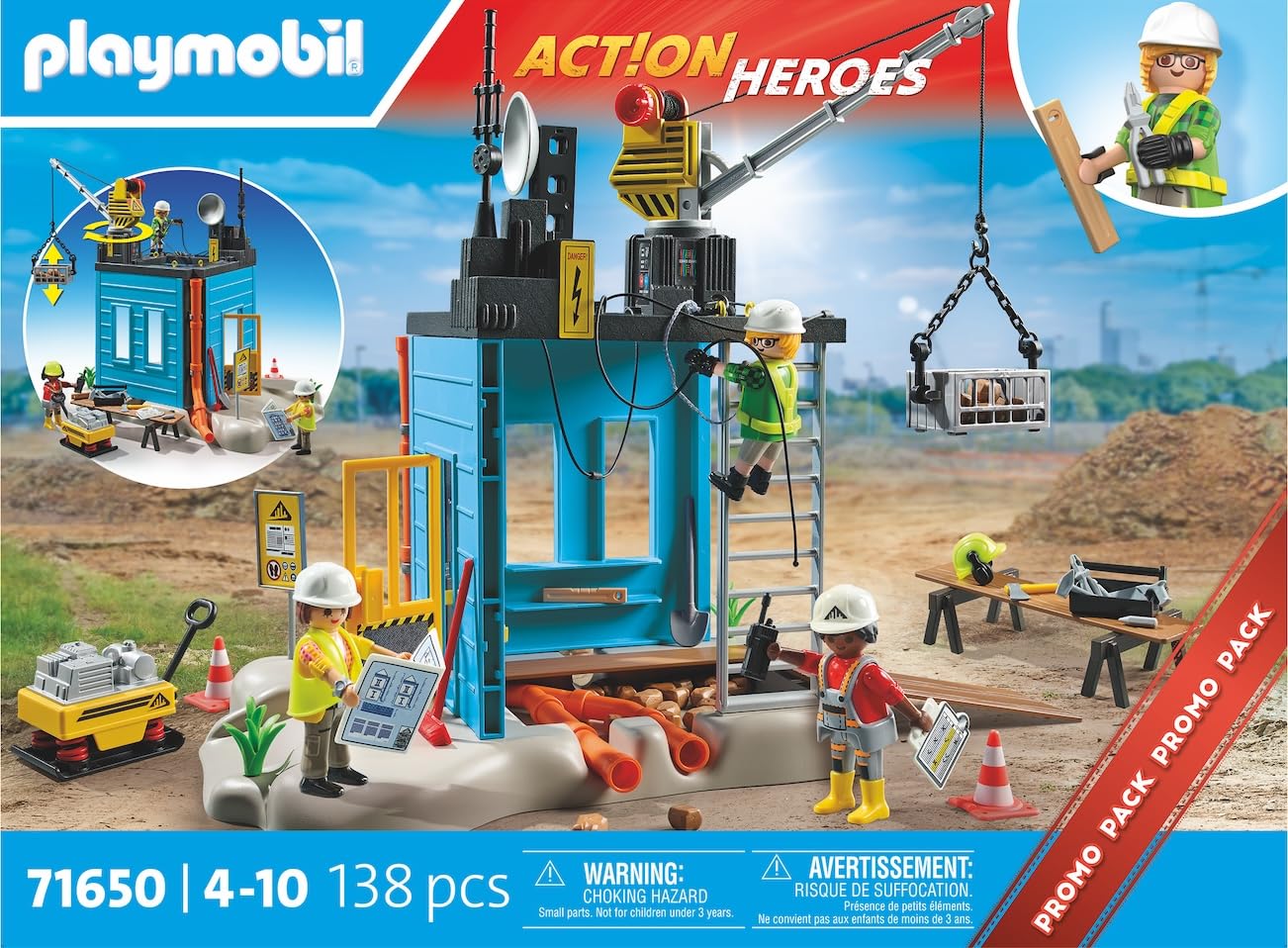 PLAYMOBIL Road Construction Site Toy Child Construction Site Play Set Toy for Children from 4 Years 71751