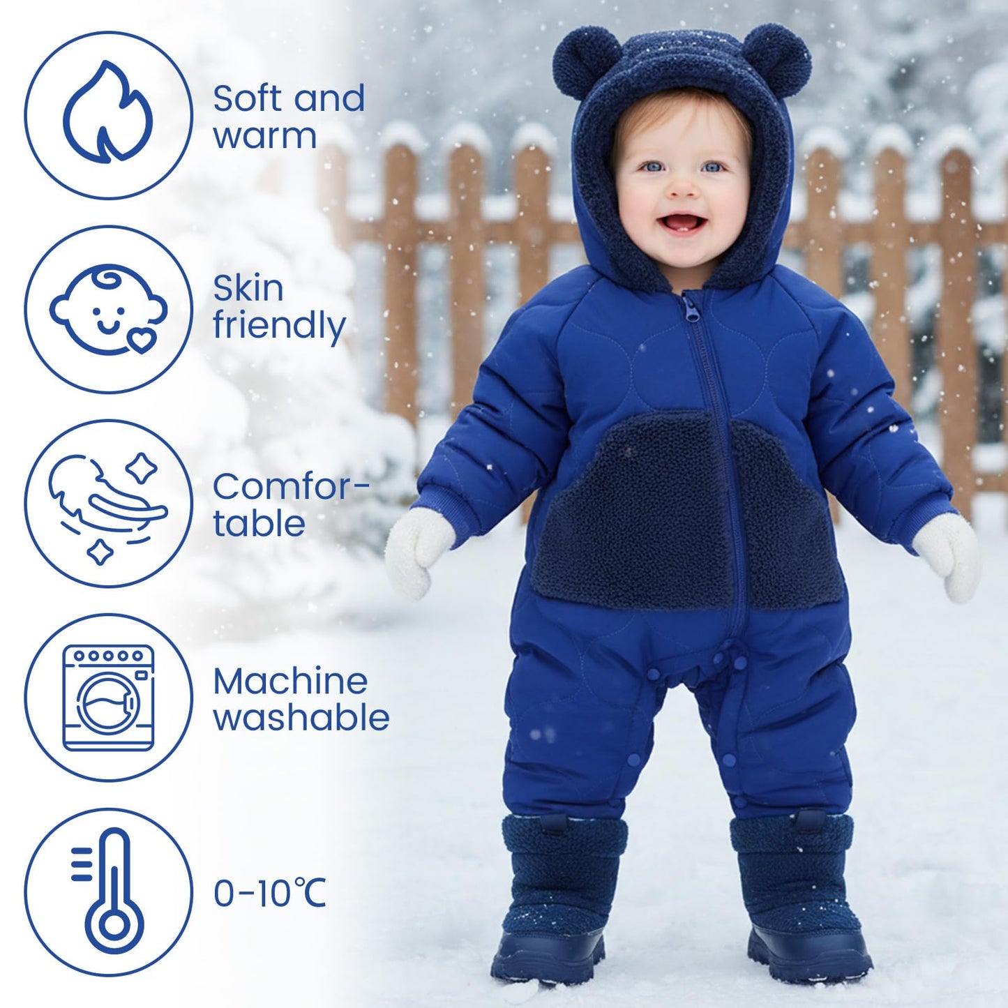 Baby Schneeanzug, Baby Jungen Mädchen Winter Overall Strampler Neugeborenen Schnee Overall für 3-24 Monate