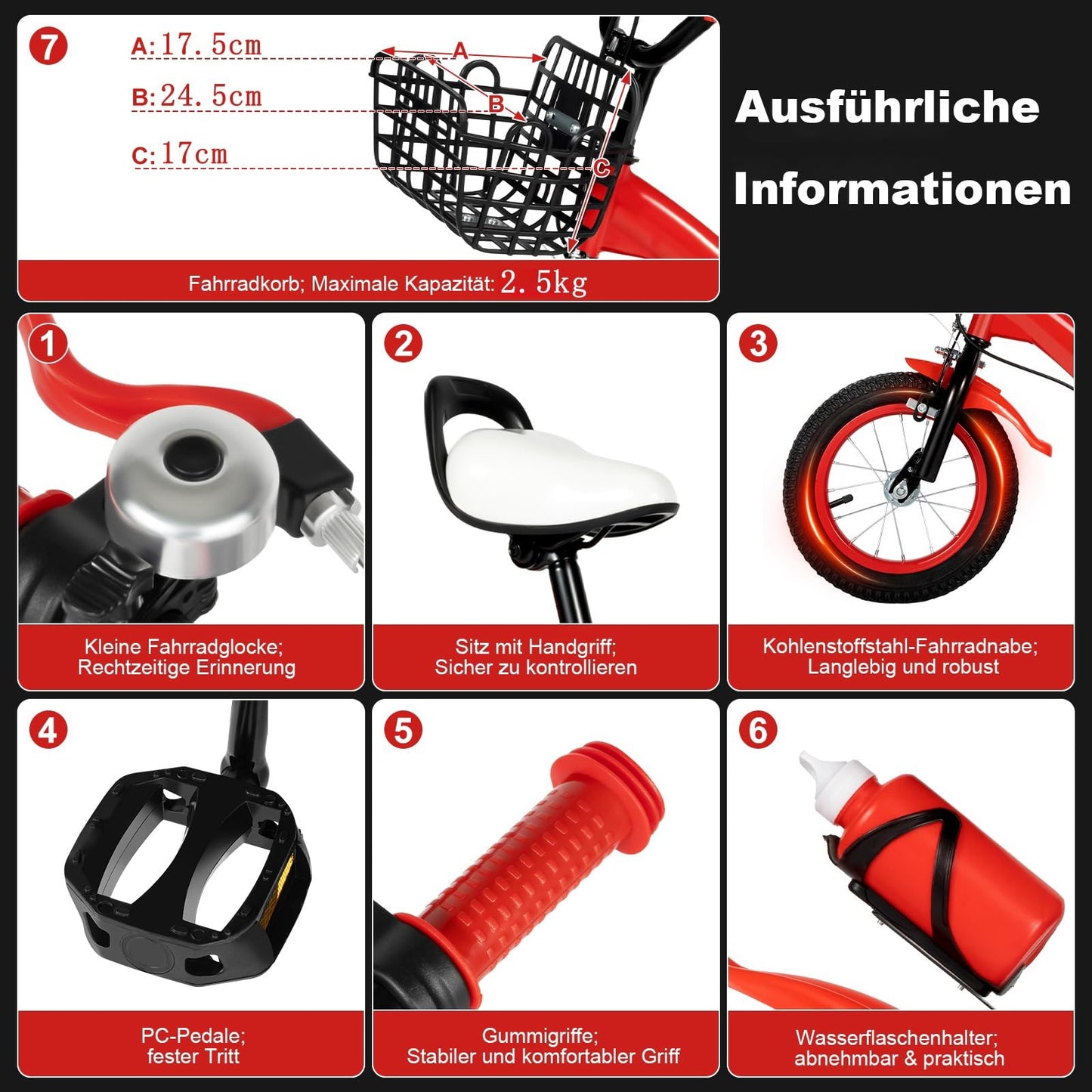 Charocean 12 Zoll Kinderfahrrad für ab 2-5 Jahre Jungen & Mädchen, Upgraded Kinder Fahrrad mit Stützrädern, Fahrrad für Kinder, HöHenverstellbar Kinderfahrräder für Schulung Outdoor Reiten - Meloni2