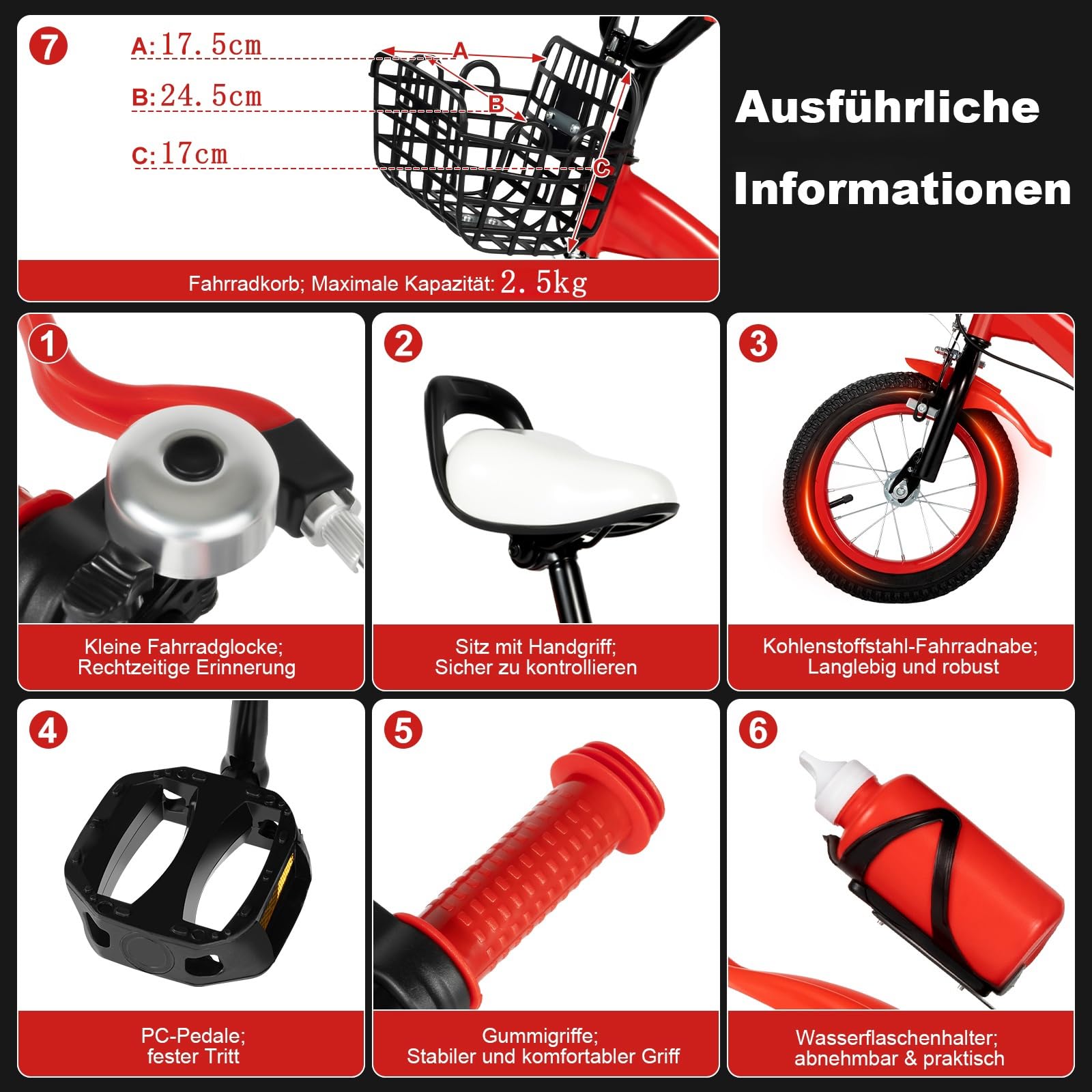 Charocean 12 Zoll Kinderfahrrad für ab 2-5 Jahre Jungen & Mädchen, Upgraded Kinder Fahrrad mit Stützrädern, Fahrrad für Kinder, HöHenverstellbar Kinderfahrräder für Schulung Outdoor Reiten - Meloni2