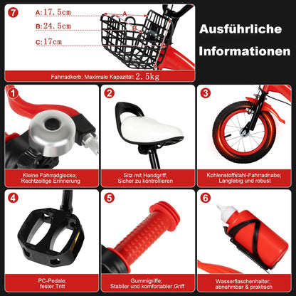 Charocean 12 Zoll Kinderfahrrad für ab 2-5 Jahre Jungen & Mädchen, Upgraded Kinder Fahrrad mit Stützrädern, Fahrrad für Kinder, HöHenverstellbar Kinderfahrräder für Schulung Outdoor Reiten - Meloni2