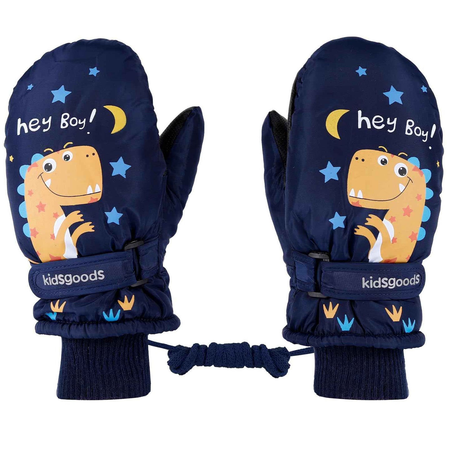 KAKU NANU Children's Winter Gloves 2-10 Years Ski Gloves Waterproof Warm Fleece Cartoon Children's Gloves Mittens with Cord Outdoor Snowboard Gloves Children Boys Girls Blue Red Pink Purple