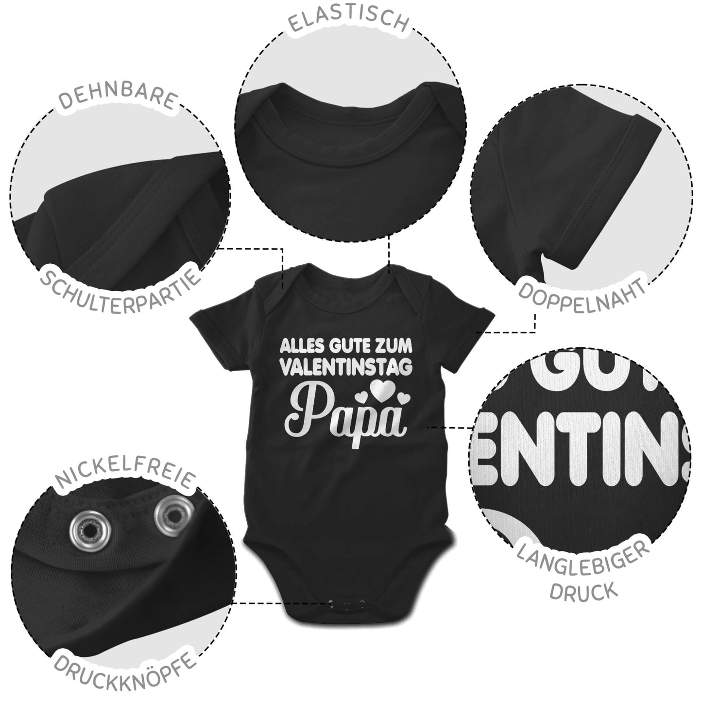 Baby Body Junge Mädchen - Partner - Alles gute zum Valentinstag Papa - weiß