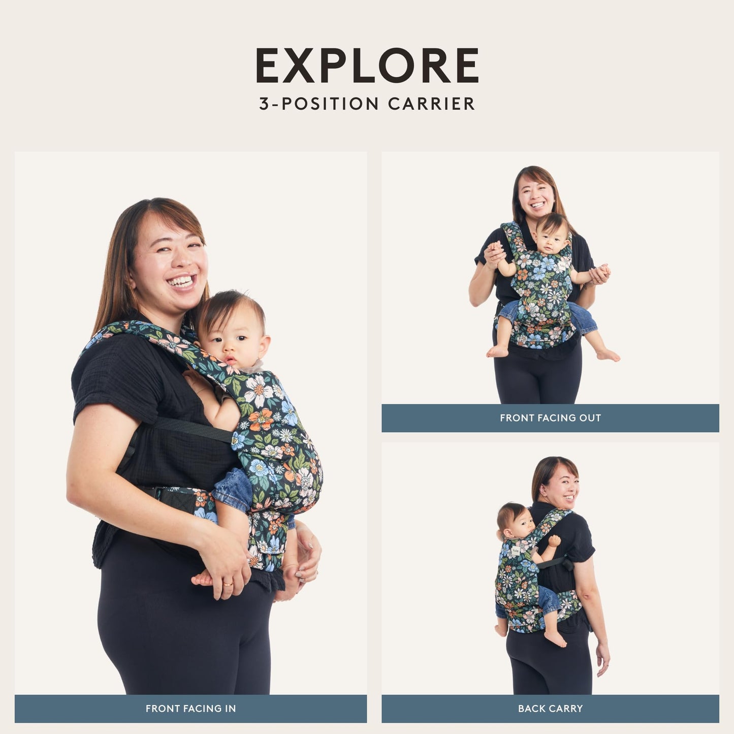 Tula Explore Babytrage für Neugeborene ab Geburt, 3-in-1 Baby-Tragetasche Bauchtrage Rückentrage Ergonomisch (3,2-20,4 kg), Play