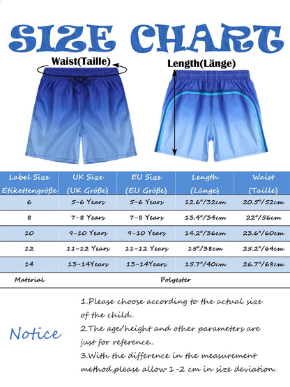 Badehose Jungen Farbverlauf Badeshorts mit Meshfutter und Verstellbarem Tunnelzug