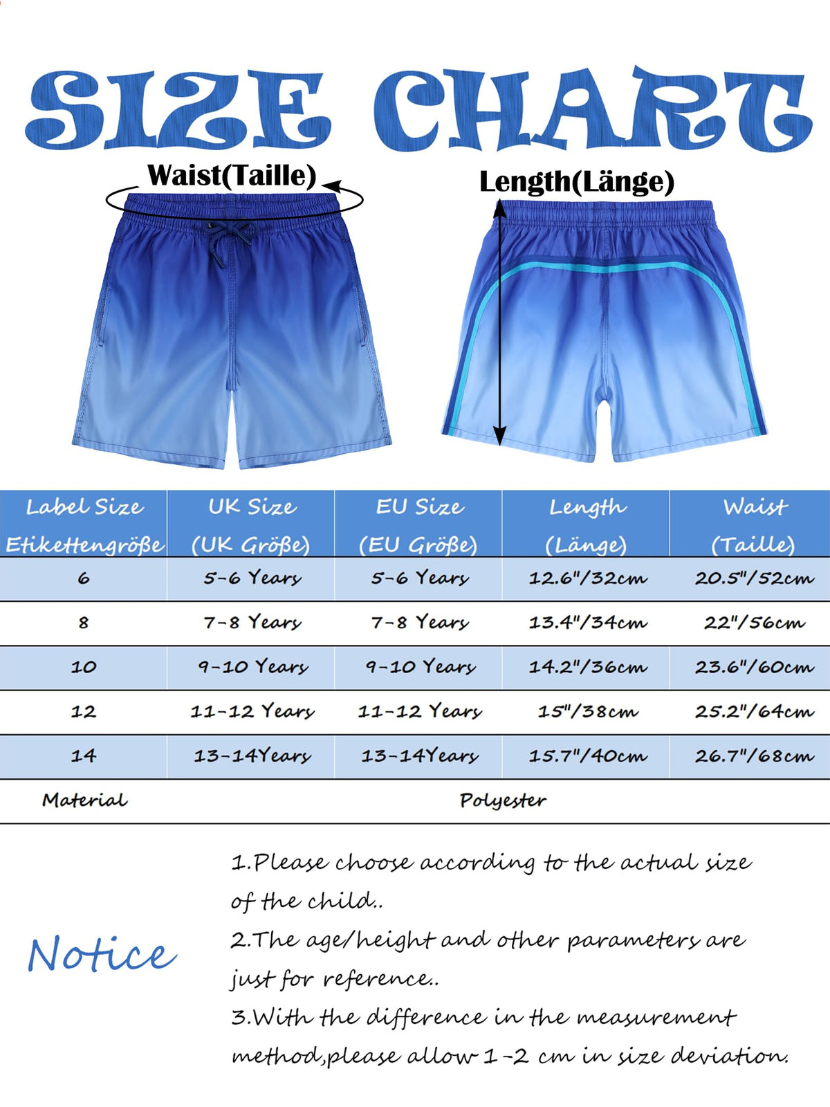 Badehose Jungen Farbverlauf Badeshorts mit Meshfutter und Verstellbarem Tunnelzug