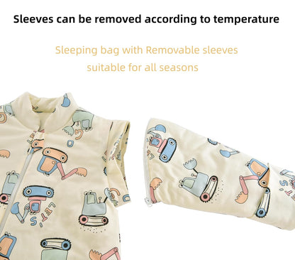 Chilsuessy Baby Sleeping Bag Winter, Removable Sleeves, Warm Lined 3.5 Tog Winter Sleeping Bags, Boys/Girls Sleeping Bag for Toddlers from 6 Months to 6 Years