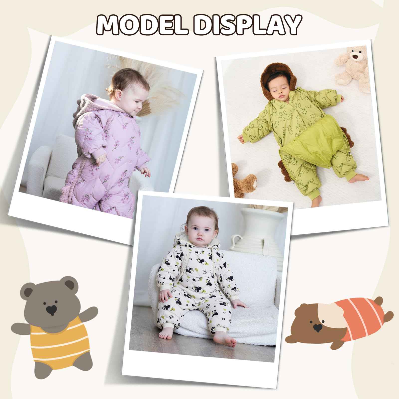 JiAmy Baby Snowsuit, Baby Boys Girls Winter Jumpsuit Romper Newborn Snow Overall for 6-24 Months