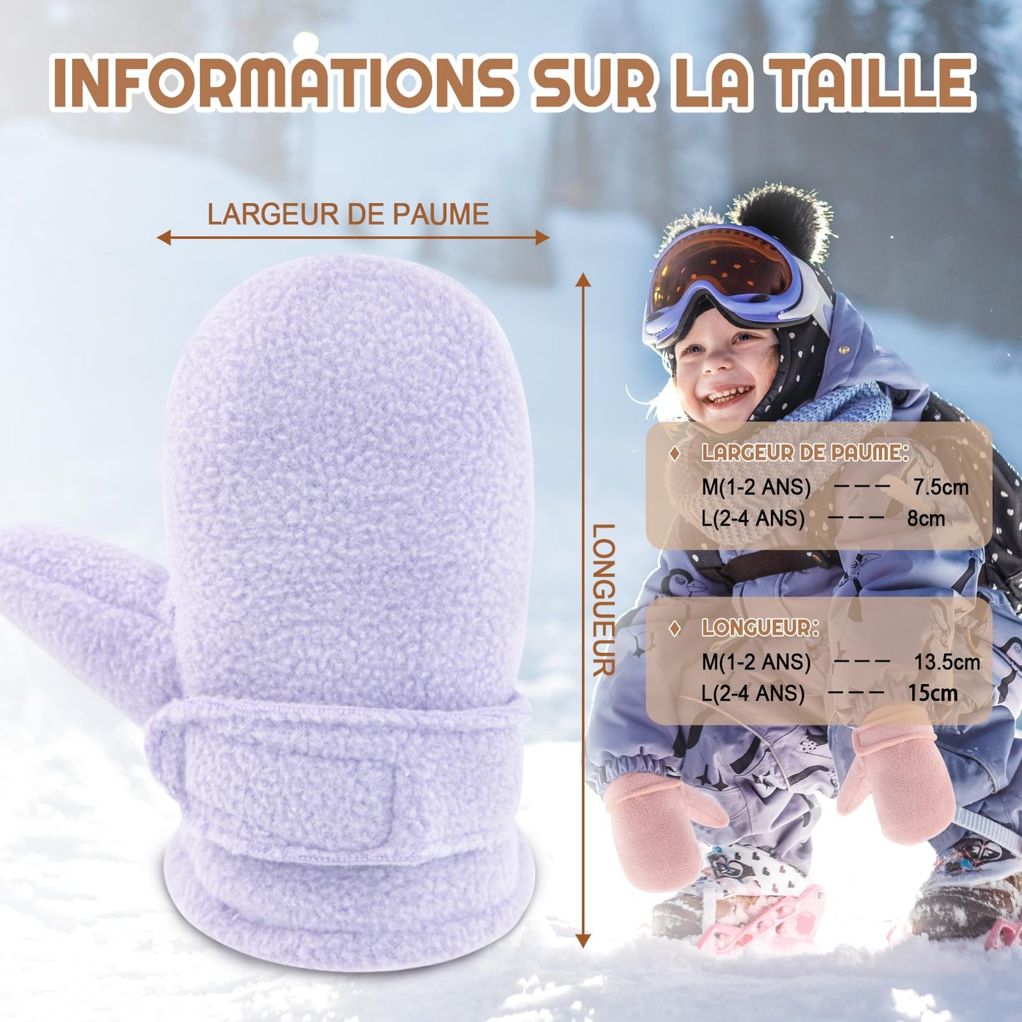 SEYUFN Baby Winter Gloves Fleece Lining Toddler Boys Warm Soft Baby Girls Adjustable Gloves Outdoor Gloves