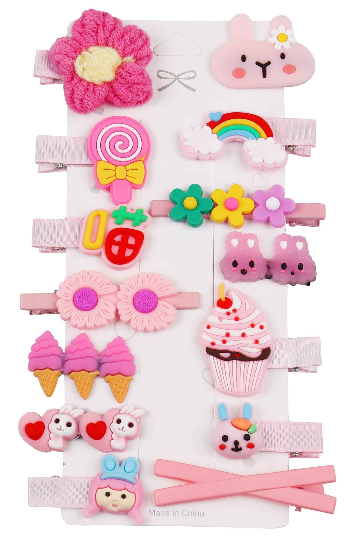 56 Pieces Cute Hair Clips Fashion Hair Accessories for Girls Flowers Fruits Colorful Rainbow Candy Dessert Cute Animal Hair Clips Set Non-Slip Metal Snaps