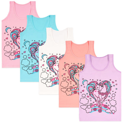 LOREZA ® 5 Mädchen Baumwolle Unterhemden Tank Top Kinder - Gr. 92-170