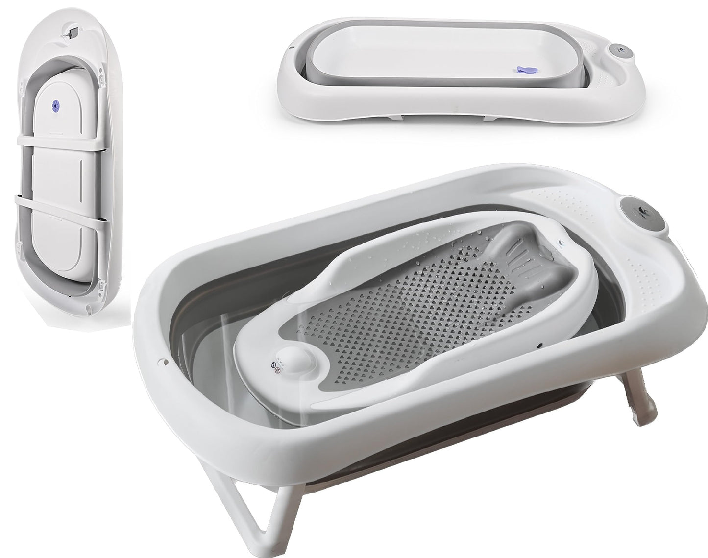 Schwänlein® Faltbare Baby Badewanne,81 * 48 * 24cm Baby Bathtub Babywanne Wanne Faltbar mit Badewannen Stützkissen Sitzmatte, Badebecken Duschwanne für Neugeborene Kleinkinder (grau)