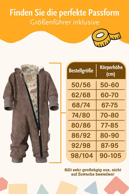 Fuchs & Kiwi Walkoverall Baby Boys - Natural Virgin Wool & Jersey Lining - Oeko-Tex, Skin-Friendly - Handmade in Berlin - Wool Walk Overall Baby & Toddler - Winter & Autumn