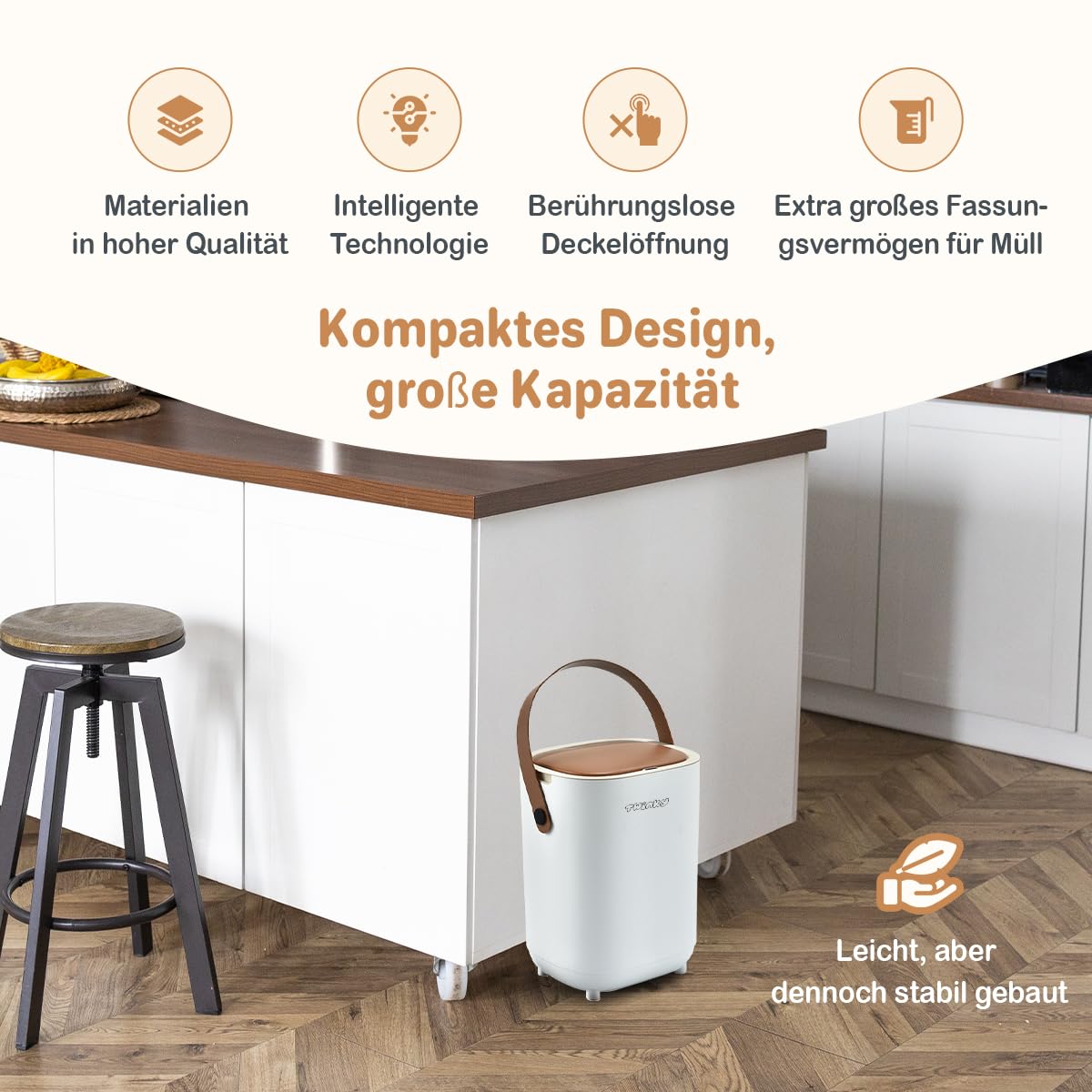 Twinky Geruchsdichter Windeleimer für Babys – Windeleimer ohne Kassette – Platzsparender Windelbehälter mit Deckel – Einfach zu benutzen & reinigen – Für normale Müllbeutel (Gris)