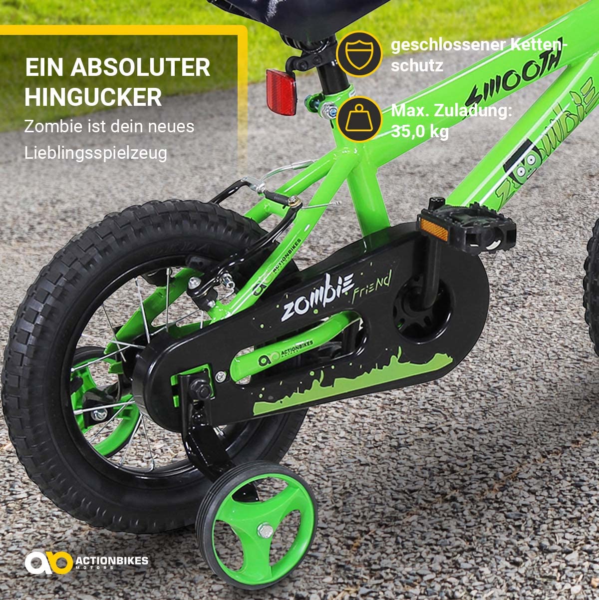Actionbikes Kinderfahrrad Zombie | 12 16 20 Zoll - V-Brake Bremsen - Fahrrad für Kinder von 2-9 Jahren - Schutzblech v. / h - Kinder Fahrrad für Mädchen & Jungen - Fahrräder - Bicycle - Kinderrad - Meloni2
