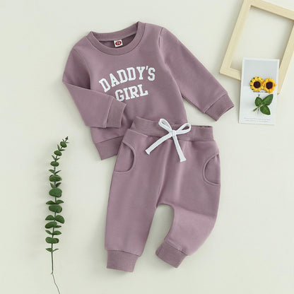 Baby Unisex Weihnachten 2-teilige Hosen Set Jungen Mädchen Weihnachten Outfit Langarm Lebkuchen Papas Mädchen Briefdruck Sweatshirt + Jogginghose Weihnachten Outfit Set Weihnachten Streetwear