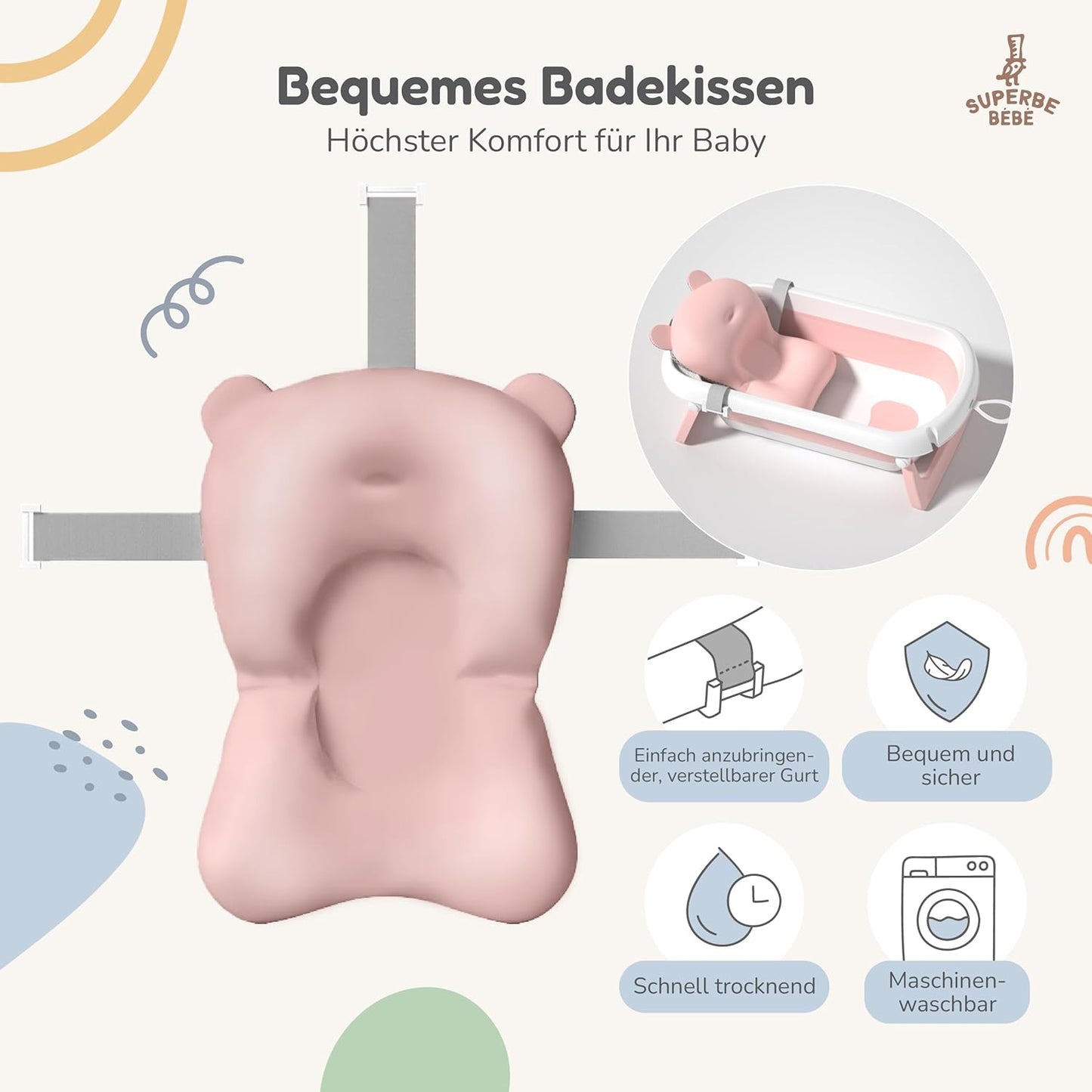 Faltbar Baby Badewanne Mit Rutschfestem Badewannensitz - Babywanne Xxl Mit Badethermometer - Von Der Geburt Bis 3 Jahre - Baby Bathtub - Babygeschenk - Geburtsgeschenke Für Mädchen & Jungen