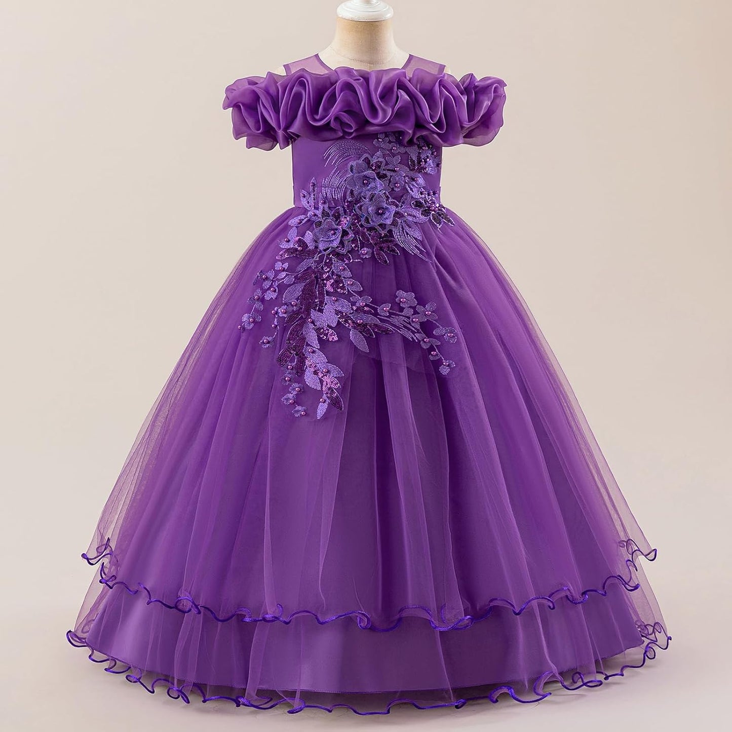 Kinder Mädchen Blumenmädchen Kleider Bestickt Hochzeit Brautjungfer Kleider Trägerlose Prinzessin Kleider Klavier Kostüme