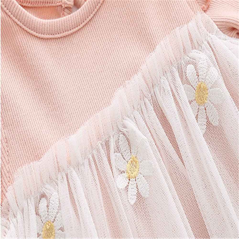 Toddler Baby Girl Clothing Set Long Sleeve Ruffle Daisy Printed Tulle Tutu Skirt One Piece Romper Dress Autumn Outfit