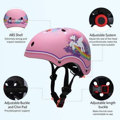 YOOXARMOR Fahrradhelm Kinder, Verstellbar Skaterhelm Reithelm für 3-5-8 Jungen und Mädchen Kinderfahrradhelm Leicht Einstellbar 50-54CM für Fahrrad Roller Skateboard Scooter