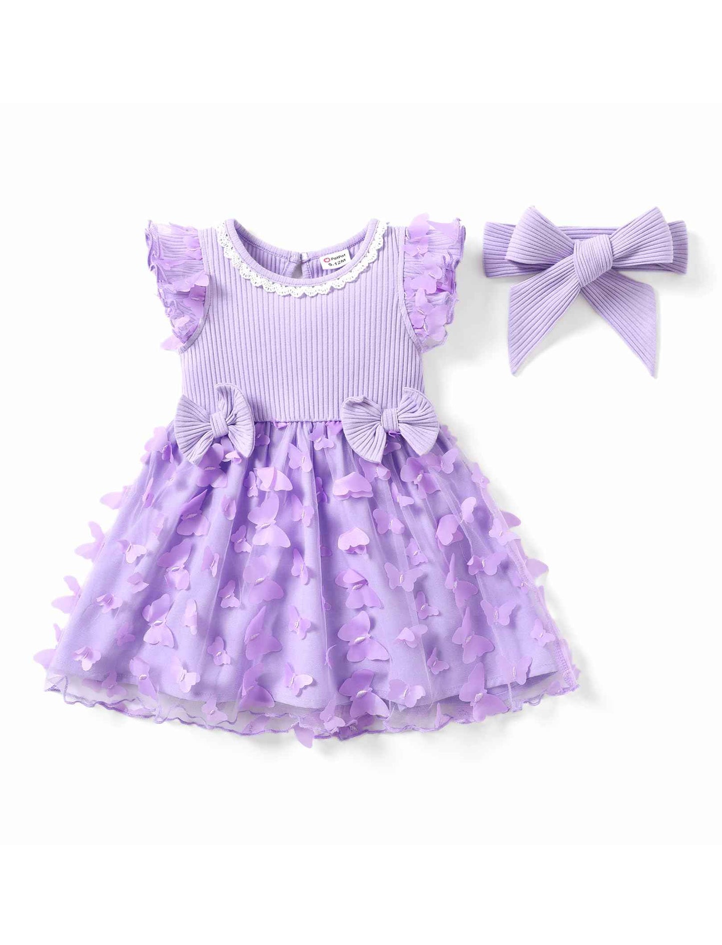 PATPAT Baby Girls' Tulle Dress with Long Sleeves, Tutu for Toddlers, Perfect as a Flower Girl or Christmas Party Birthday Long Sleeve Princess Dress, 3-24 Months