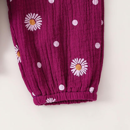 Geagodelia Baby Girl Clothes Baby Clothing Outfit Set Long Sleeve Bodysuit Romper + Daisy Pants + Headband Newborn Soft Baby Set 