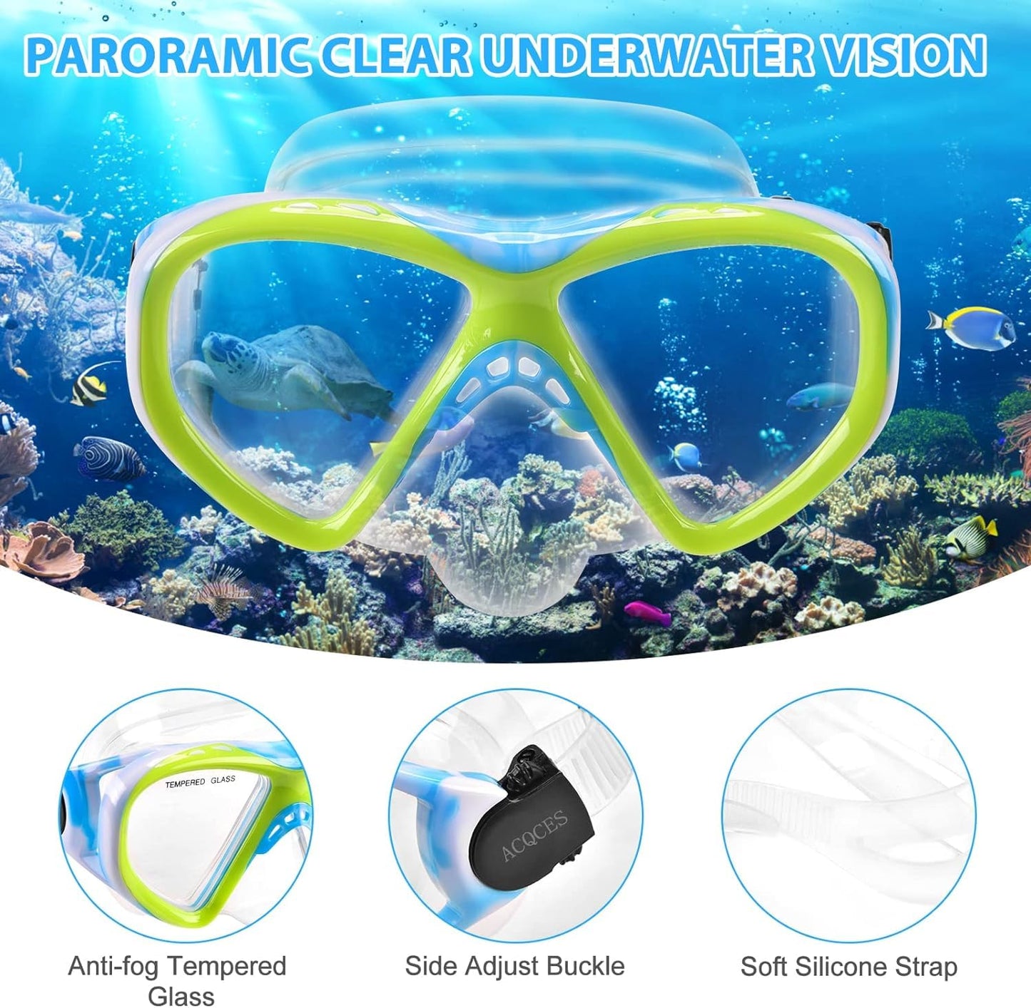 Schnorchelset Kinder - Taucherbrille Kinder mit Schnorchel Anti Leck Anti Fog HD Tauchmasken Dry Schnorchel für 4-13 Jahren Jungen Mädchen