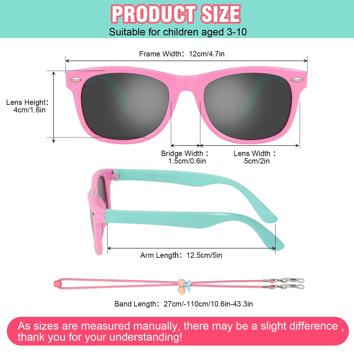 Hifot Sonnenbrille Kinder Polarisierte Sportbrille für Jungen Mädchen,UV400 Schutz Flexible Baby Sonnenbrille mit Brillenschnüre Alter von 3-12