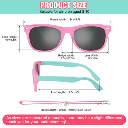Hifot Sonnenbrille Kinder Polarisierte Sportbrille für Jungen Mädchen,UV400 Schutz Flexible Baby Sonnenbrille mit Brillenschnüre Alter von 3-12