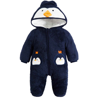 JiAmy Baby Winter Snowsuit, Toddler Girls Boys Warm Fleece Jumpsuit Fleece Romper Girls Boys Long Sleeve Jumpsuit 0-12 Months