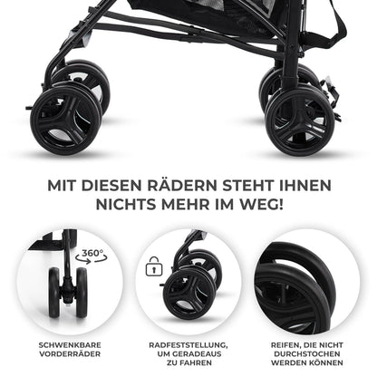 Kinderkraft TIK Kinderwagen, Liegebuggy, Sportwagen, Leicht - 6,5kg, Drehbare Vorderräder, Verstellbarer Griff, Stufenlose Einstellung der Rückenlehne, Schnelles Zusammenklappen, bis zu 17kg, Beige