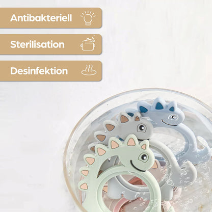 Schildkröte Beißring für Baby Natur Holz & Silikon Blau - Kauspielzeug, Zahnen-Hilfe & Greifling - Babyspielzeug Beissring Geschenk zur Geburt - Holz-Spielzeug nachhaltig, BPA-frei schadstofffrei
