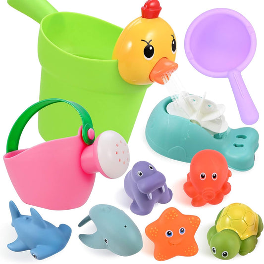 GOLDGE 10 Pieces Bath Toy for Baby from 1 Years, Bath Toy, Water Toy, Baby Cute Water Squirting Animals for Baby Bathtub Gift