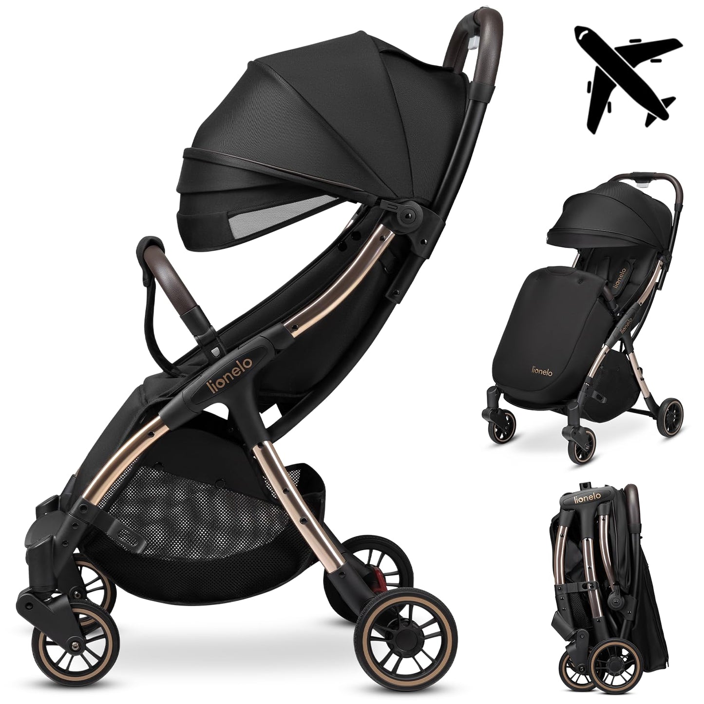 LIONELO Julie One Buggy Pushchair up to 22 kg, Adjustable Backrest and Footrest, Mosquito Net, Leg Warmer, Drink Holder and Transport Bag, Foldable