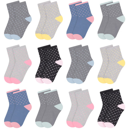 L&K-II 10/12 Paar Kinder Mädchen Socken aus Baumwolle Kleinkind niedliche Muster Kids Sneakersocken bunt 2808VA