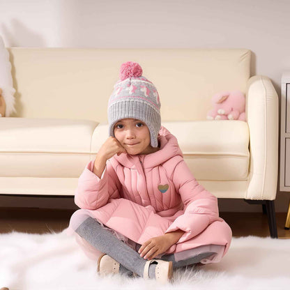 Winter Hat Girls Kids Beanie Earflap Pompom Baby Knitted Hat Girls
