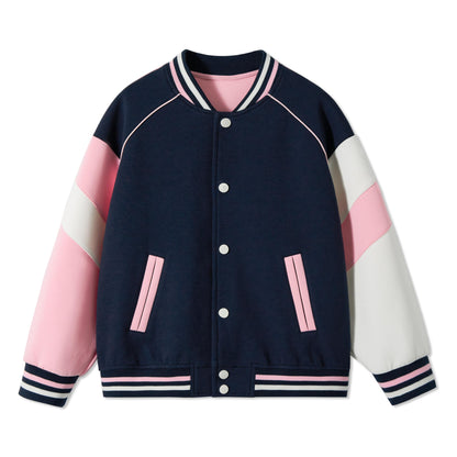 Rolanko Girls Baseball Jacket Boys Varsity Style Sweat Jacket with Pockets for School Bomber Coat for Children 