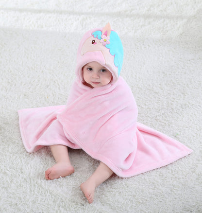 Doladola Baby Decke Babys Tier Design，Flanell Kinder Decke Kapuzenhandtuch für Mädchen und Jungen，Baby Kapuze Badeponcho Kinder Warm（gelbe Ente）
