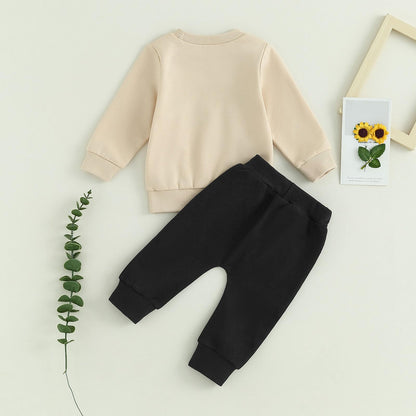 Baby Unisex Weihnachten 2-teilige Hosen Set Jungen Mädchen Weihnachten Outfit Langarm Lebkuchen Papas Mädchen Briefdruck Sweatshirt + Jogginghose Weihnachten Outfit Set Weihnachten Streetwear