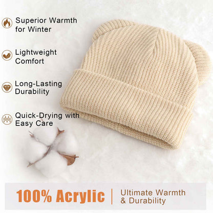 DRESHOW Toddler Beanie Baby Winter Hats Baby Soft Knitting Cute Bear Ears Hat for Boys Girls Warm Hat Hats for 0 Months - 24 Months