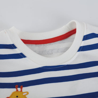 Jungen Pullover Sweatshirt Kinder Casual Langarm Tops Tier Flugzeug Winter Warm Streifen Oberteile Alter 2-7 Jahre