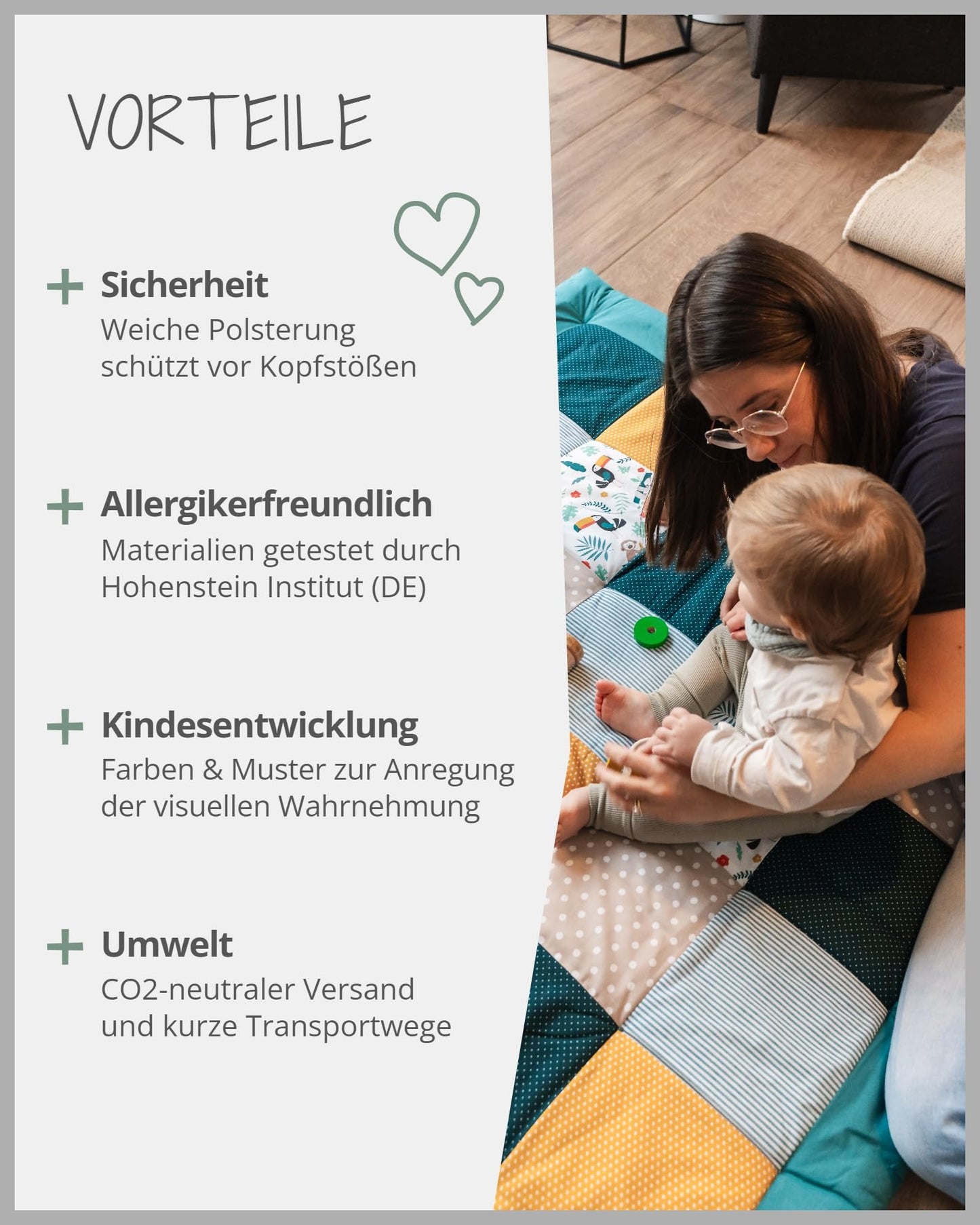 ULLENBOOM Krabbeldecke für Baby 100x100 cm, 100% OEKO-TEX Materialien, Made in EU, Dick & weich gepolstert, Sandblume - ideal als Babydecke, Laufgittereinlage & Spieldecke Baby