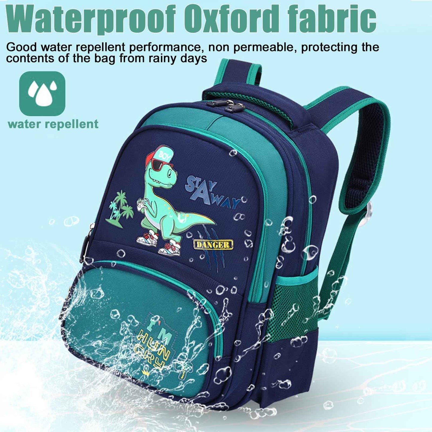 Kinderrucksack Jungen, Kleiner Dinosaurier Rucksack Kinder mit Brustgurt, Wasserdicht Vorschule Kleinkind Schulrucksack Kindergarten Schultasche (Dinosaurier Grün)