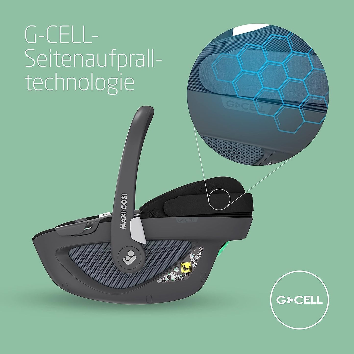 Maxi-Cosi Pebble 360 i-Size Babyschale Drehbar, Neugeborenen Autositz 360 Grad, 0–15 Monate (40–83 cm), Drehung mit einer, ClimaFlow, Easy-In-Gurt, G-CELL Seitenaufprallschutz, Essential Green - Meloni2