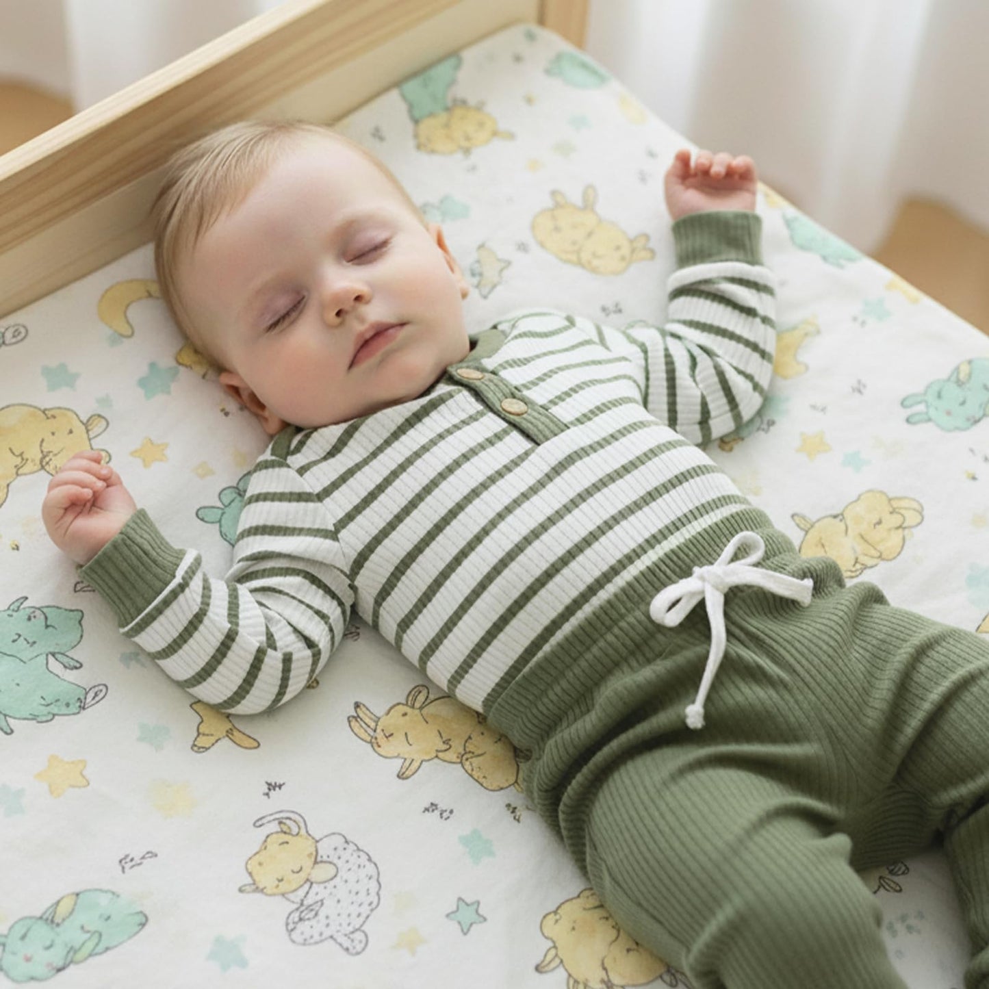 JiAmy Baby Boys' Clothing Long Sleeve Striped Bodysuit Romper + Trousers Outfit Set Newborn Soft Cotton Baby Clothing 0-24 Months