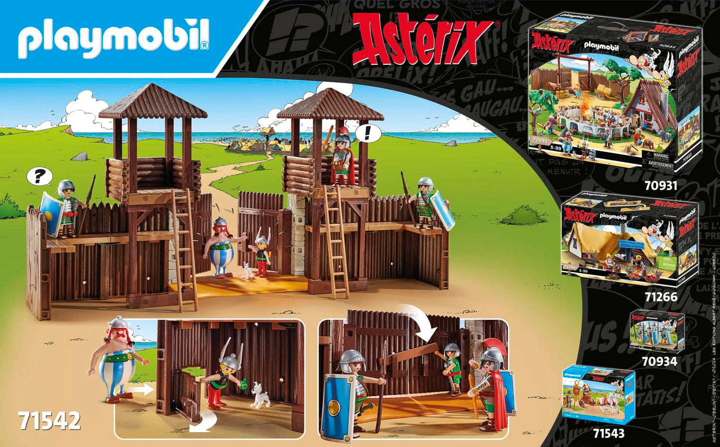 PLAYMOBIL Asterix 71542 Roman Camp, Exciting Conquest of the Camp by the Gauls, Includes Magic Potion for More Body Strength, Detailed Toy for Children from 5 Years