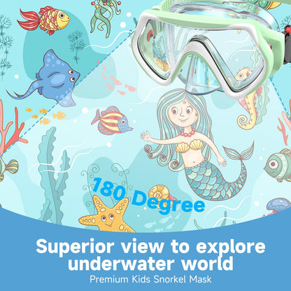 Findway Children's Diving Goggles, Swimming Goggles, Snorkel Mask for Boys Girls Teenagers, Diving Mask with Nose Cover, 180° Panorama, HD, Anti-Fog, Anti-Leak, Diving Goggles for Children 4-16 Years